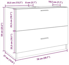 Ντουλάπι Νιπτήρα Sonoma Δρυς 78x37x59 εκ. Επεξεργασμένο Ξύλο - Καφέ