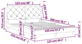 Σκελετός Κρεβατιού Χωρίς Στρώμα Αν. Γκρι 120x200 εκ. Βελούδινο - Γκρι