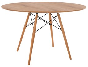 DINING TABLE ROUND MINIMAL  MDF IN NATURAL COLOR-BEECH WOOD LEGS IN NATURAL Φ120Χ75Hcm.