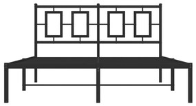 Μεταλλικό Πλαίσιο Κρεβατιού με Κεφαλάρι Μαύρο 135 x 190 εκ. - Μαύρο
