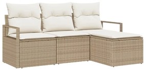 vidaXL Σετ Καναπέ Κήπου 4 pcs Μπεζ Πολυ ράταν