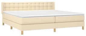 Κρεβάτι Boxspring με Στρώμα Κρεμ 180x200 εκ. Υφασμάτινο - Κρεμ