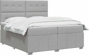 vidaXL Κρεβάτι box spring με στρώμα Ανοιχτό γκρι 200 x 200 cm Ύφασμα