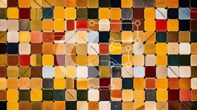 Intra Συλλεκτικό Ξύλινο Παζλ Plywood 4mm - Καφέ και μπεζ μωσαϊκό υφή Σε Ξύλινο Κουτί - Διαστάσεις Puzzle: 10x10 cm – 25 κομμάτια