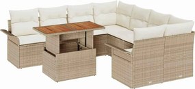 vidaXL Σετ Καναπέ Κήπου με αποθήκευση 9 pcs Μπεζ Πολυ ράταν