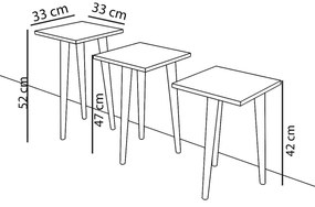 Τραπεζάκι Βοηθητικό ArteLibre ZURI Cordoba Μοριοσανίδα/Ξύλο 33x33x52/33x33x47/33x33x42cm Σετ 3Τμχ