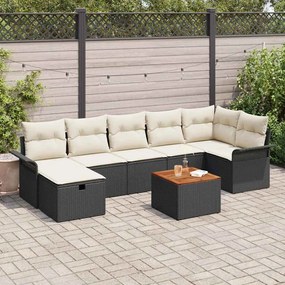vidaXL Σετ Καναπέ Κήπου 8 pcs Μαύρο συνθετικό ρατάν