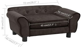 Καναπές - Κρεβάτι Σκύλου Καφέ 72 x 45 x 30 εκ. Βελουτέ - Καφέ