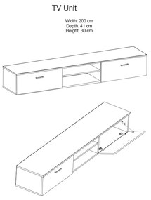 ΣΥΝΘΕΤΟ ΣΑΛΟΝΙΟΥ SALOME PAKOWORLD LED WENGE 200X41X190ΕΚ