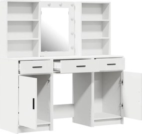 vidaXL Σετ Τραπέζι Ντυσίματος με LED 3 pcs Λευκό Επεξεργασμένο ξύλο