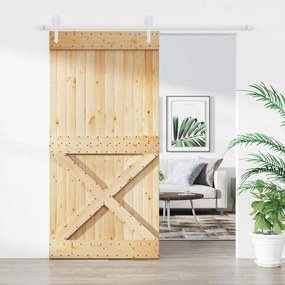 vidaXL Συρόμενη Πόρτα Φυσικό και Λευκό 100 x 210 cm