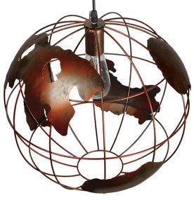 GloboStar EARTH 01665 Vintage Industrial Κρεμαστό Φωτιστικό Οροφής Μονόφωτο 1 x E27 Καφέ Σκουριά Μεταλλικό Πλέγμα Φ40 x Υ40cm