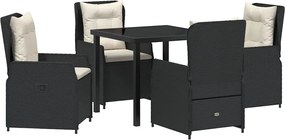 vidaXL Σέτ φαγητού για κήπο 5 pcs Μαύρο συνθετικό ρατάν
