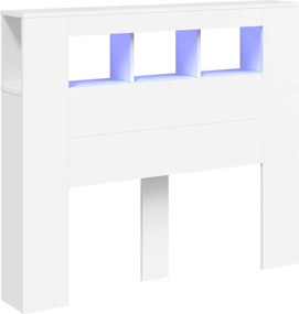 vidaXL Κεφαλάρι Κρεβατιού με LED Λευκό 120x18,5x103,5 εκ Επεξεργ. Ξύλο