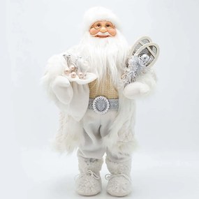 Χριστουγεννιάτικη Διακοσμητική Φιγούρα Αϊ Βασίλης Με Γούνα &amp; Δωράκια 600-47094 45cm White