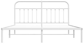 Πλαίσιο Κρεβατιού με Κεφαλάρι Λευκό 160x200 εκ. Μεταλλικό - Λευκό