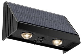 Φωτιστικό Επιτοίχιο Εξ.Χώρου IP65 LED 2x0,5W 3000K Solar Outdoor Light in Black Color InLight Seneca 80204711S