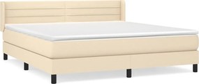 vidaXL Κρεβάτι Boxspring με Στρώμα Κρεμ 160x200 εκ. Υφασμάτινο