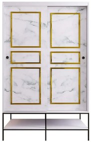 Ντουλάπα Δίφυλλη Martin 801CMY3443 120x57x200cm Marble Effect White-Gold Δίφυλλη