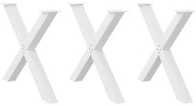 vidaXL Πόδια Τραπεζαρίας σε Σχήμα Χ 3 τεμ. Λευκά 90x(72-73) εκ. Ατσάλι
