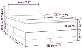 vidaXL Κρεβάτι Boxspring με Στρώμα Μπλε 120x200 εκ. Υφασμάτινο