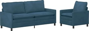 vidaXL Σετ Καναπέ 2 pcs Μπλε Βελούδο