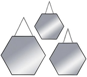 Σετ Καθρέπτες PWD-0109 μεταλλo μαύρο 3τμχ 19.8x0.5x1.5 εκ.