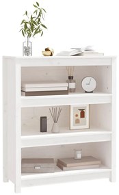 vidaXL Βιβλιοθήκη Λευκή 80 x 35 x 97 εκ. από Μασίφ Ξύλο Πεύκου