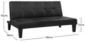 ΚΑΝΑΠΕΣ ΚΡΕΒΑΤΙ 3Θ HM3002.02 ΜΑΥΡΟΣ PU ΜΕ ΓΑΖΙΑ 186x90x82