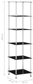 Τραπεζάκι Σαλονιού 6 Επιπ. Μαύρο 40x40x160 εκ Ψημένο Γυαλί - Μαύρο