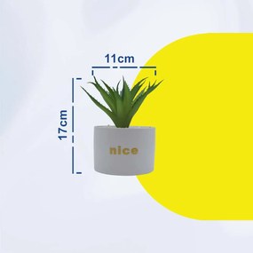 Τεχνητό Φυτό σε Κεραμικό Γλαστράκι "Nice" 11x17cm - Άσπρο