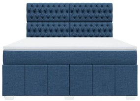 Κρεβάτι Boxspring με Στρώμα Μπλε 180x200 εκ. Υφασμάτινο - Μπλε