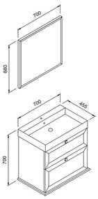 Πάγκος STELLA Λευκό MDF 18mm Λάκα 70 S3BSTE070WM 70x45.5x70cm