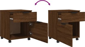 vidaXL Αρχειοθήκη Φορητή Καφέ Δρυς 45x38x54 εκ. Επεξ. Ξύλο με Ρόδες