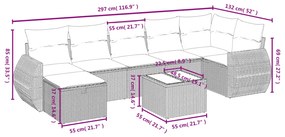 vidaXL Σαλόνι Κήπου Σετ 8 Τεμαχίων Γκρι Συνθετικό Ρατάν με Μαξιλάρια