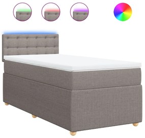 vidaXL Κρεβάτι Boxspring με Στρώμα Taupe 90x200 εκ. Υφασμάτινο