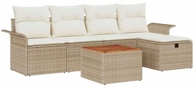 vidaXL Σετ Καναπέ Κήπου με αποθήκευση 6 pcs Μπεζ Πολυ ράταν