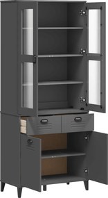 vidaXL Ντουλάπι Ψηλό VIKEN Ανθρακί Γκρι 80x40x190εκ. Μασίφ Ξύλο Πεύκου