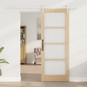 vidaXL Συρόμενη Πόρτα με Σετ Εξαρτημάτων 78x202 εκ. Μασίφ Ξύλο Πεύκο