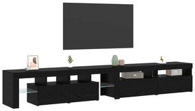 vidaXL Τηλεοπτικές μονάδες 3 τεμαχίων με LED φώτα Μαύρη Δρυς Επεξεργασμένο Ξύλο