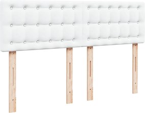 vidaXL Κρεβάτι Boxspring με Στρώμα Λευκό 140x190εκ.από Συνθετικό Δέρμα