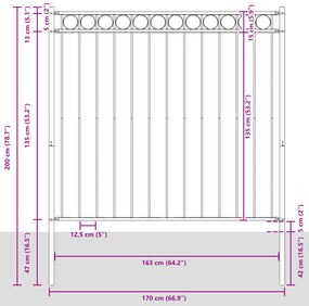 vidaXL Φράχτης Κήπου Άσπρος 1,7x1,5 μ Μετάλλο