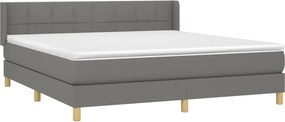 vidaXL Κρεβάτι Boxspring με Στρώμα Σκούρο Γκρι 180x200 εκ Υφασμάτιν