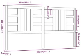 vidaXL Κεφαλάρι Κρεβατιού Λευκό 206 x 4 x 100 εκ. Μασίφ Ξύλο Πεύκου