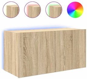 vidaXL Έπιπλο Τοίχου Τηλεόρασης με LED Sonoma Δρυς 80x35x41 εκ.