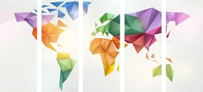 Εικόνα 5 τμημάτων πολύχρωμος παγκόσμιος χάρτης σε στυλ origami