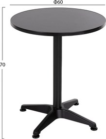 ΤΡΑΠΕΖΙ ΣΤΡΟΓΓΥΛΟ GOSS HM5974.01 ΑΛΟΥΜΙΝΙΟ ΜΑΥΡΟ Φ60x70Υεκ.