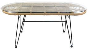 Τραπέζι Κήπου ArteLibre ARRIUS Φυσικό/Μαύρο Μέταλλο/Rattan/Γυαλί 100x45x46cm