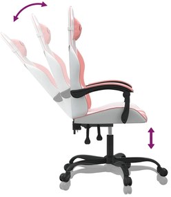 vidaXL Καρέκλα Gaming Λευκό και Ροζ από Συνθετικό Δέρμα