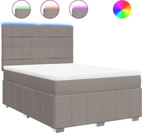 vidaXL Κρεβάτι Boxspring με Στρώμα Taupe 140x200 εκ. Υφασμάτινο